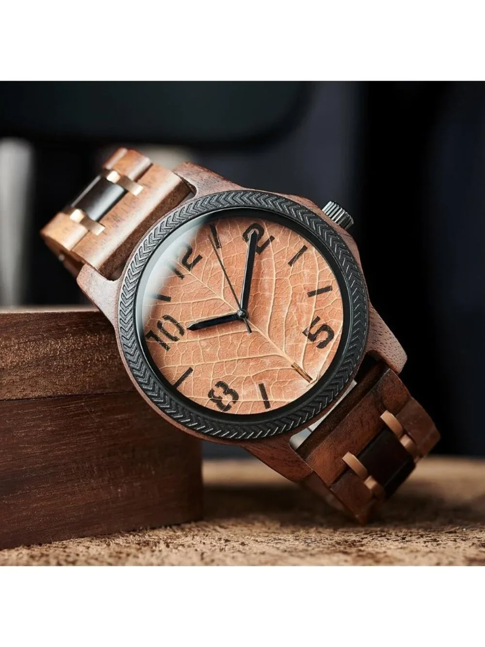 Men's Brown Natural Japanese Quartz Minimalist Style Unique Real Wooden Watch